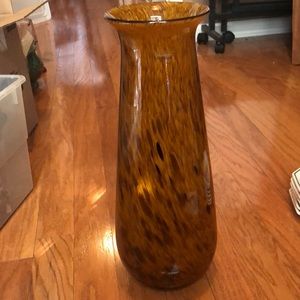 Murano Amber Gold Swirl Pattern Vase